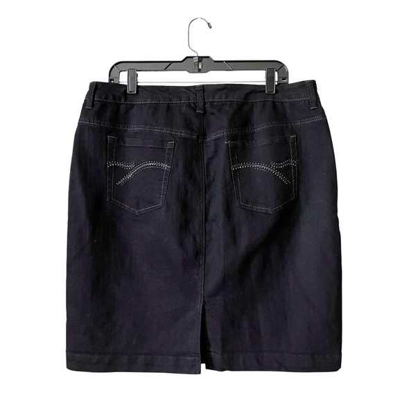 Gloria Vanderbilt Amanda Jean Skirt Womens Size 14 Black Denim Bling Pocket Slit - Picture 3 of 6
